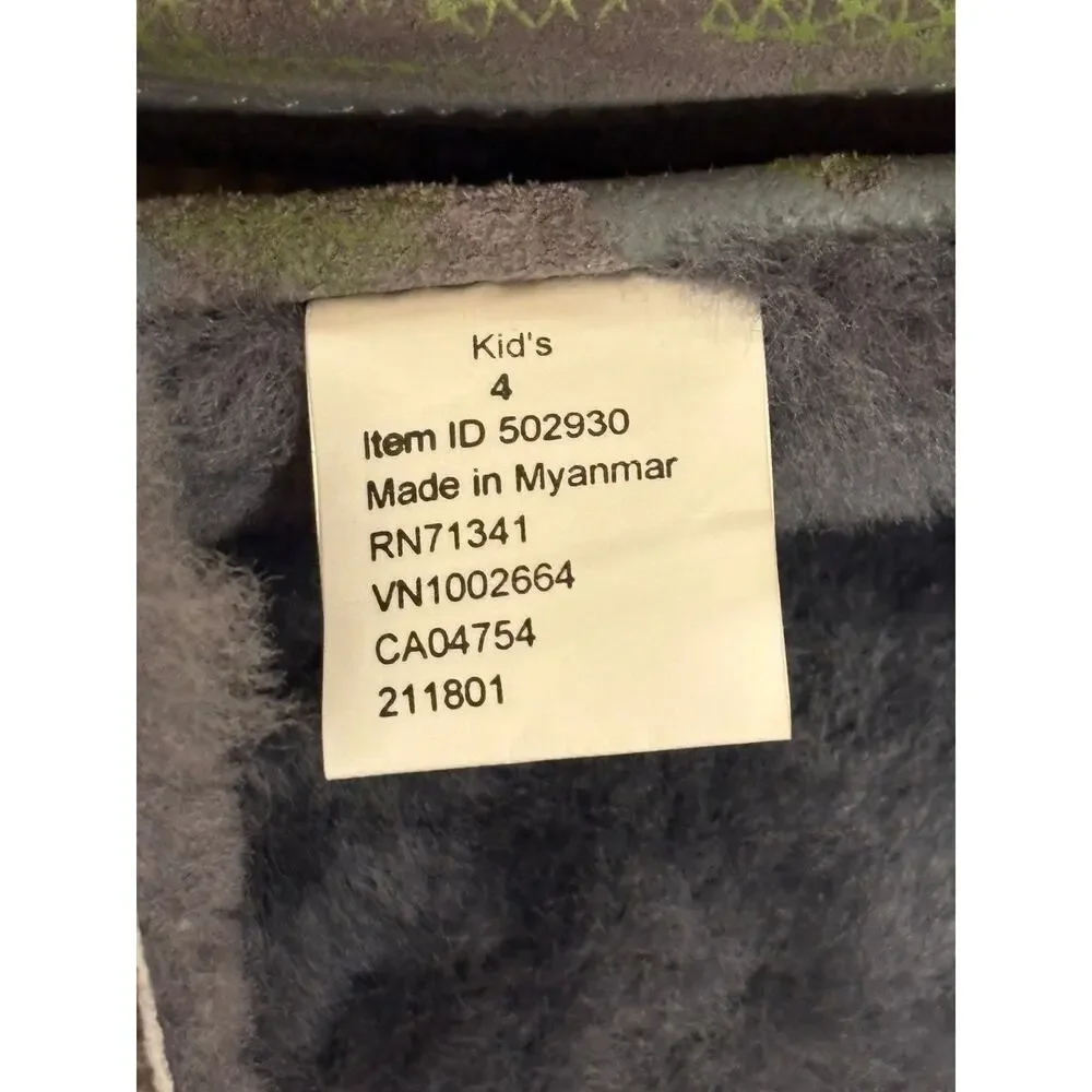 L.L. Bean Genuine Sheepskin Lined Camo Moccasin/Slippers Kids Size4 Big Boy EUC
